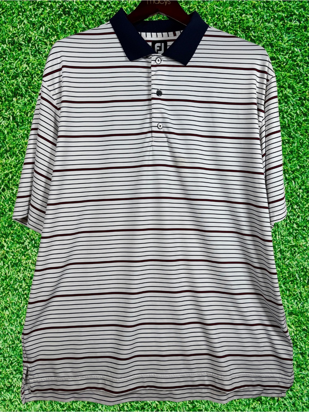 FootJoy Golf Polo Men’s XXL Blue White Red Striped Performance